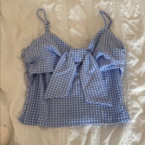 Blue Gingham Bow Cami Top
